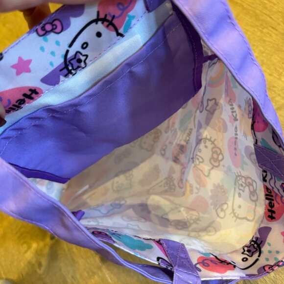 Hello Kitty Tote Bag With Colorful Print & Purple Handles - Picture 3 of 4